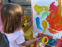 Child enjoys painting